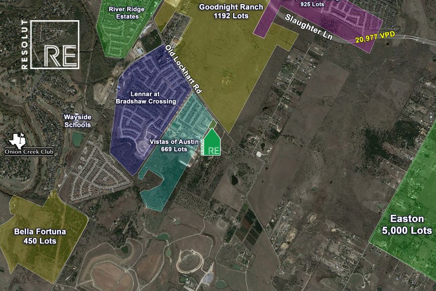 Aerial image of 10324 Old Lockhart Road in Austin, Texas.